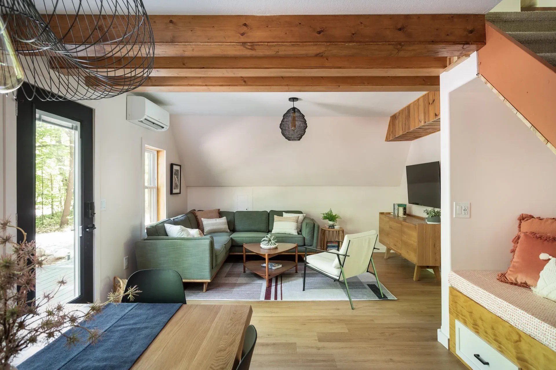 Sunlit open-concept layout of this premium vacation rental in Lake Ann, Michigan