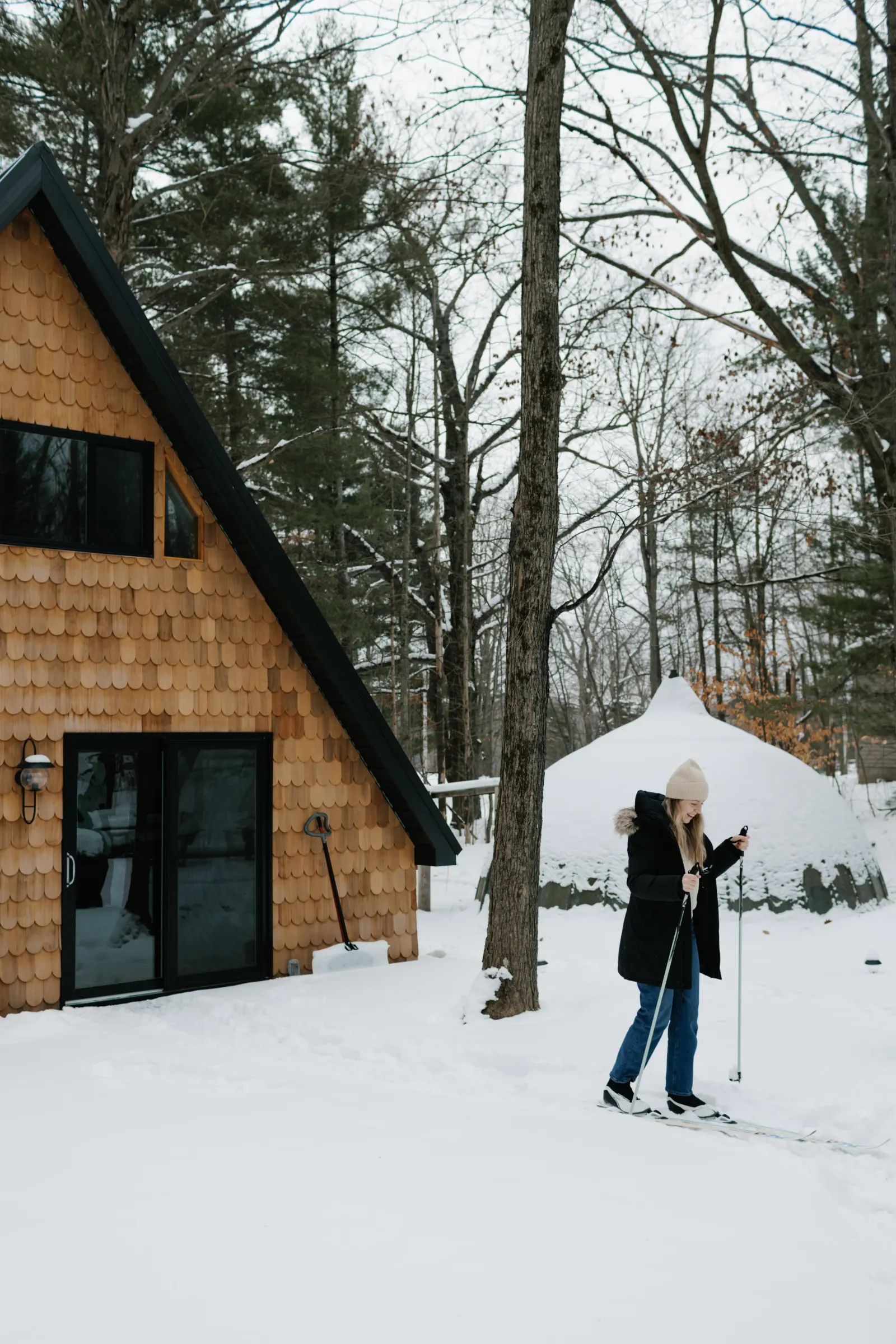 A-Frame exterior in snow