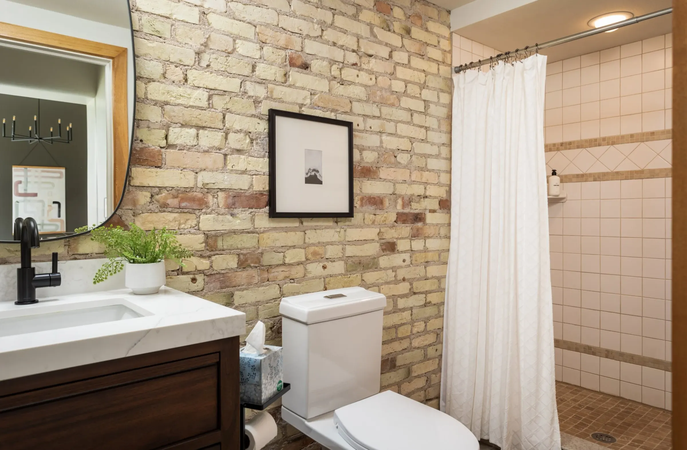Beautifully styled interior space at Historic Hearth in Village at Grand Traverse Commons, Traverse City