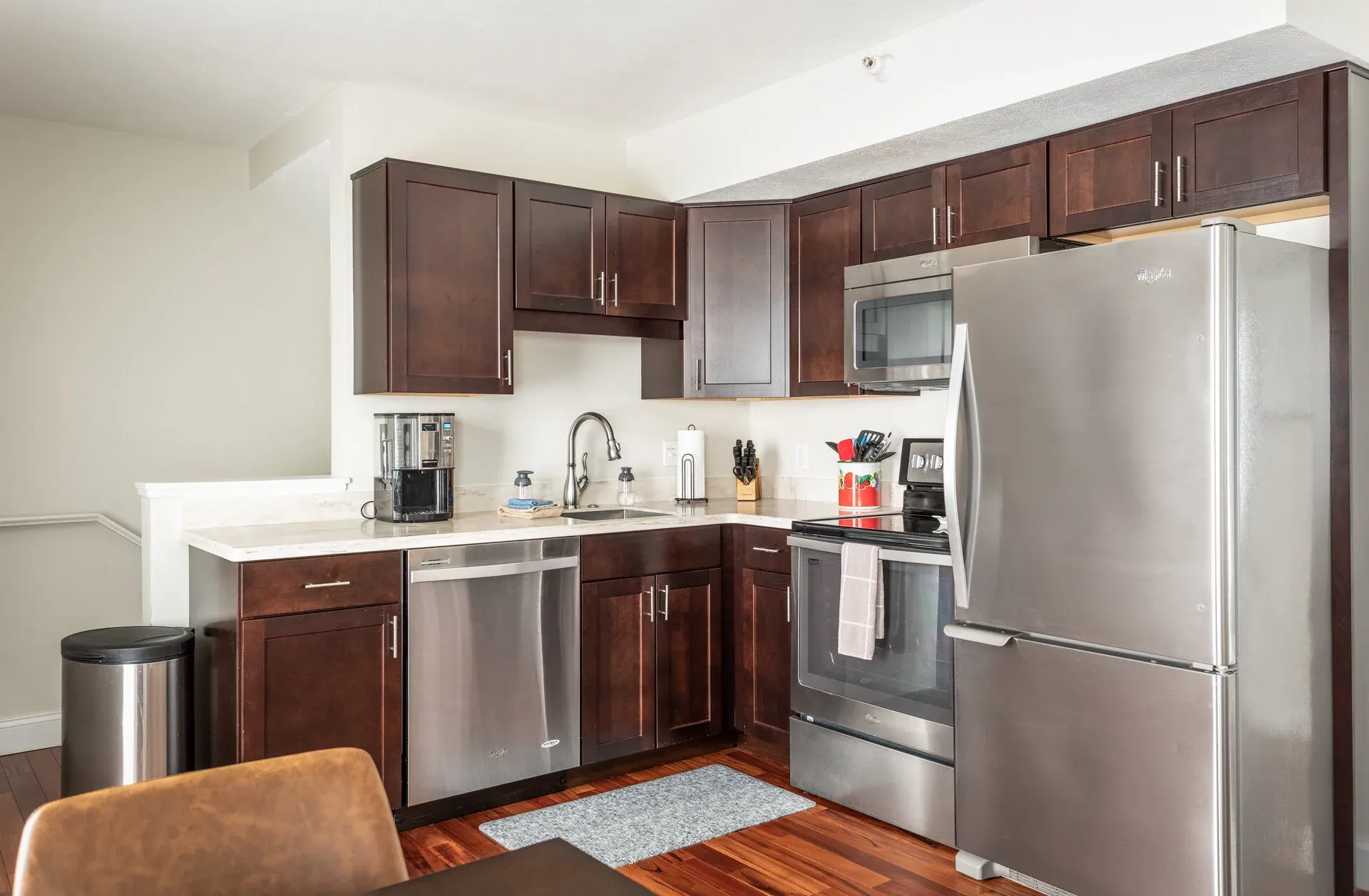 Sunlit open-concept layout of this premium vacation rental in Midtown, Traverse City