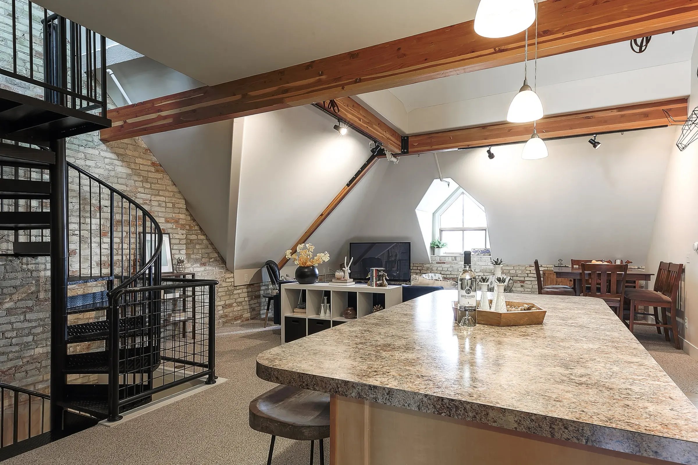Beautifully styled interior space at Spiral Sanctuary in The Commons, Traverse City