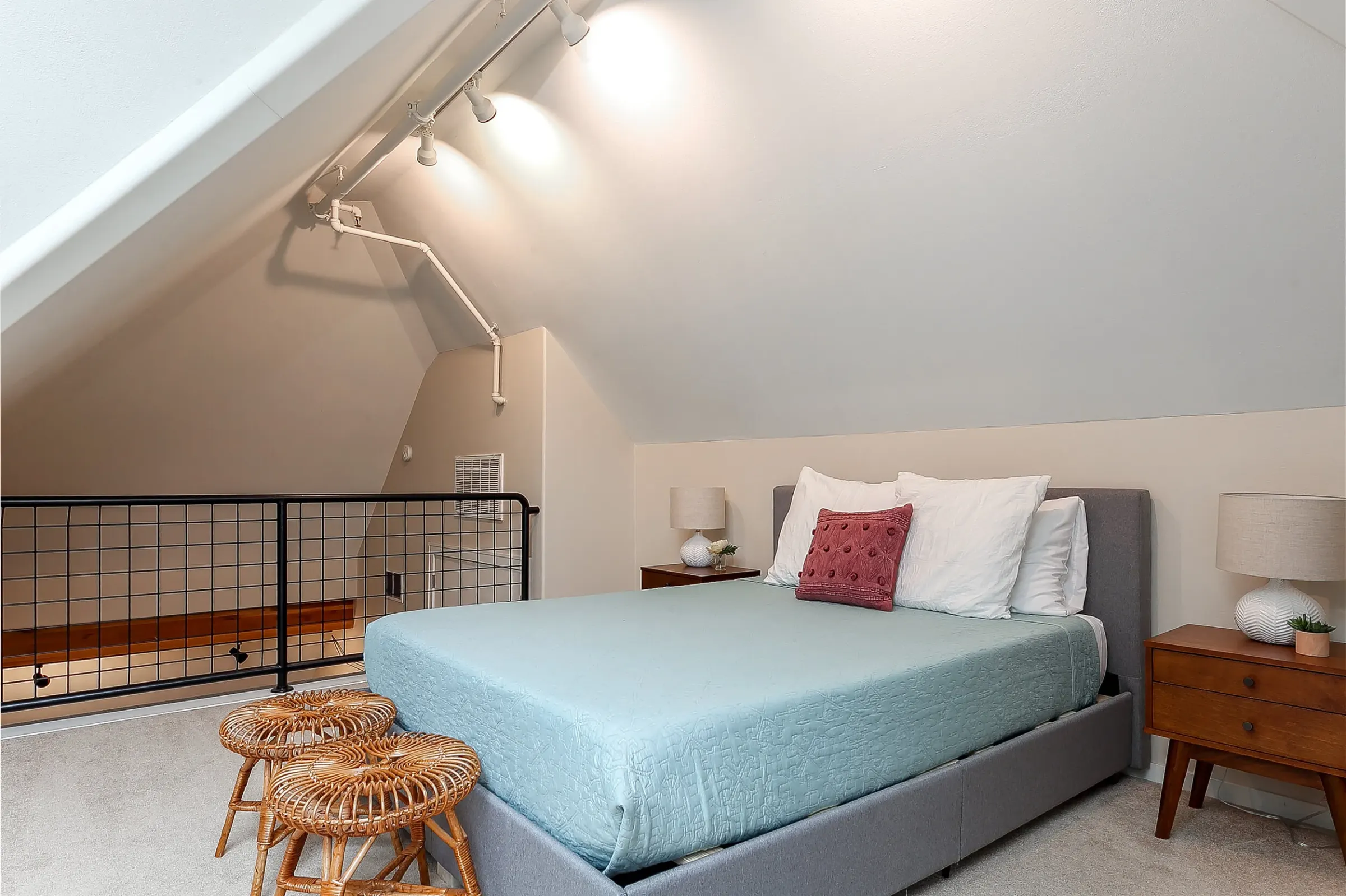 Sunlit open-concept layout of this premium vacation rental in The Commons, Traverse City