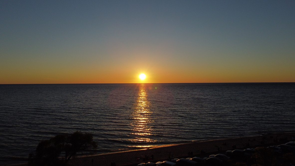 Sunset over Lake Michigan from a quiet beach near Empire, Michigan